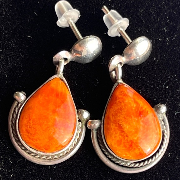 Vintage Native American 950 Silver Spiny Oyster Lapis Lazuli Inlaid Ring - Picture 7 of 8